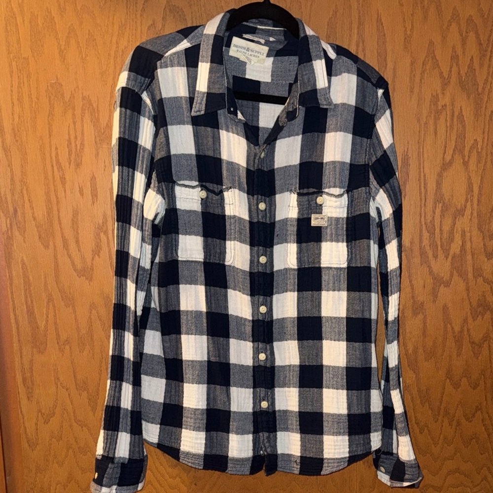 Ralph Lauren Black and White Plaid Button-Up Shirt